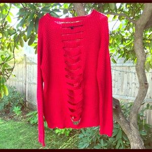 Sexy red sweater, back has cut outs